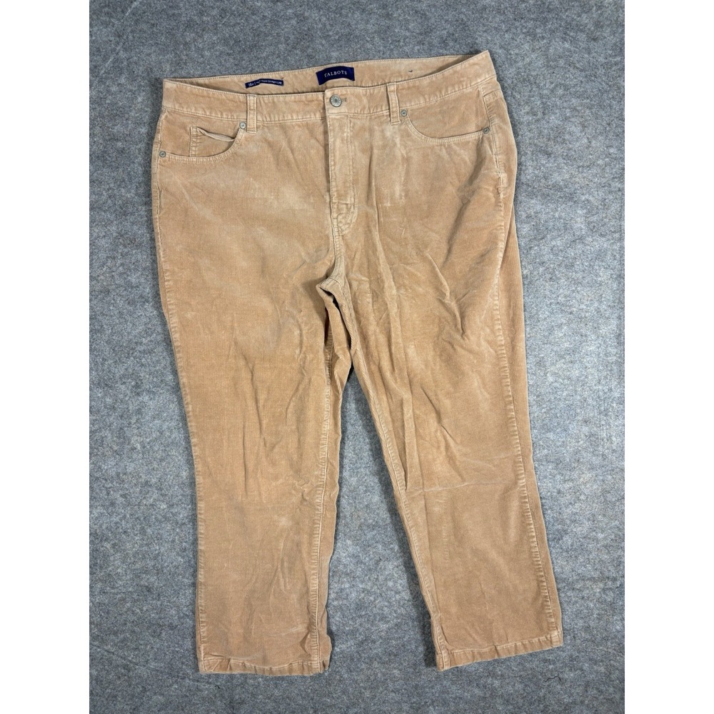 Talbots brown tan high waist straight leg corduroy pants size 16W